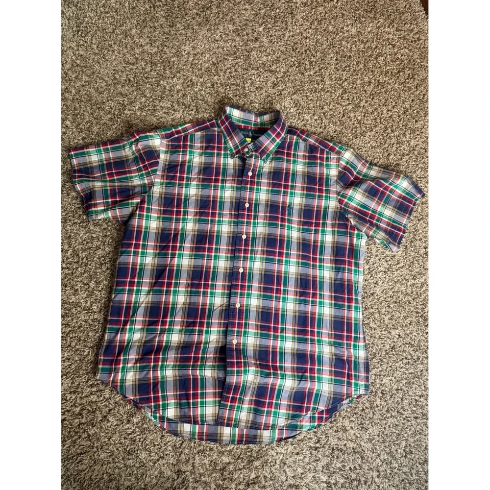 Polo Ralph Lauren Mens XL Classic Fit Plaid Short Sleeve Button Down Shirt Multi